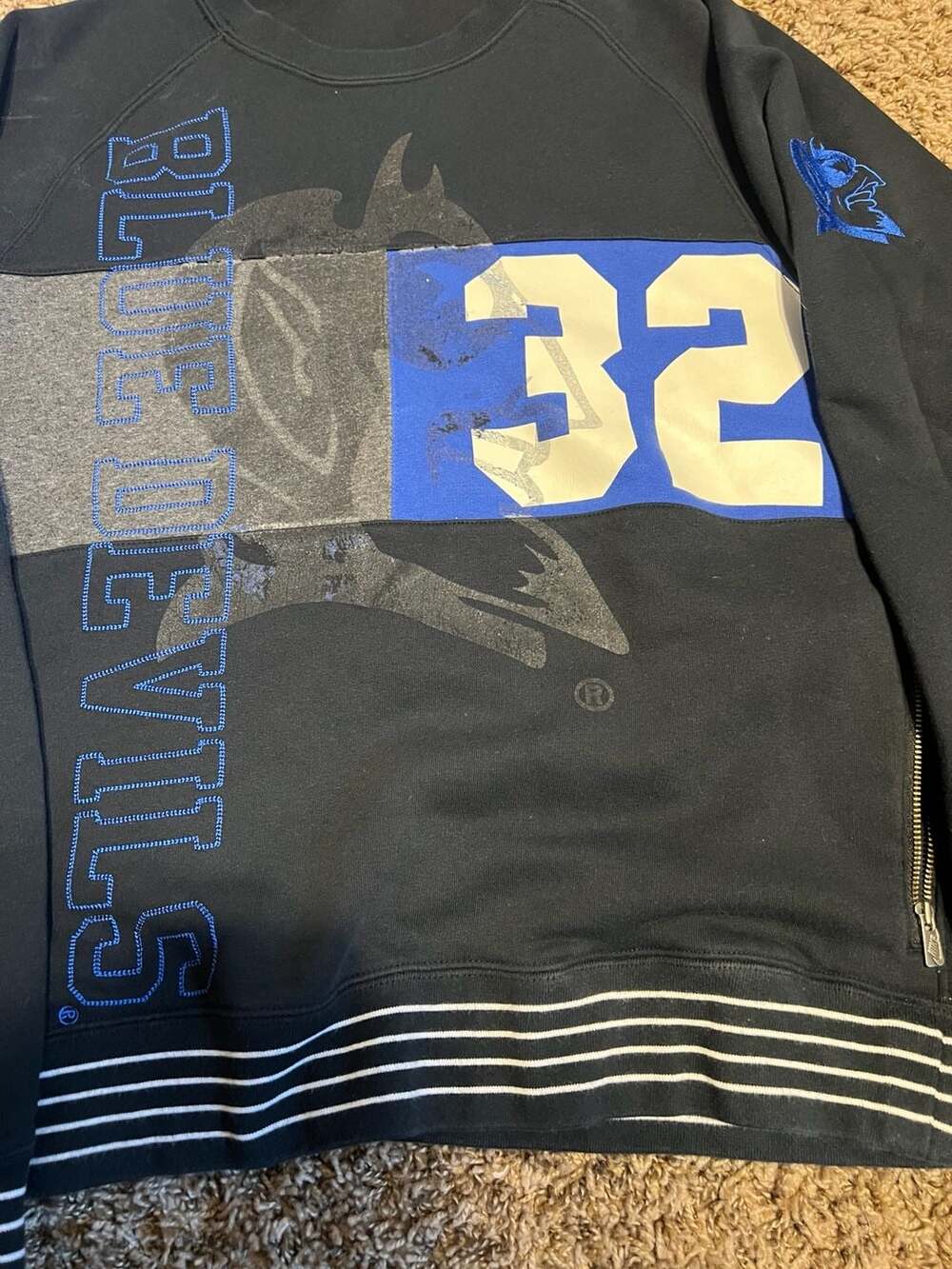 Nike Sportswear Duke Blue Devils #32 Vintage Style Side-Zip Crewneck Sweatshirt - Picture 2 of 5